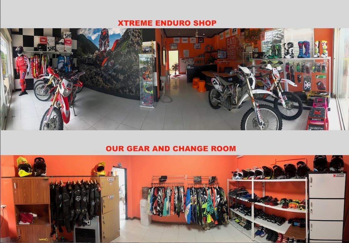 Xtreme Enduro shop and gear room in Pattaya